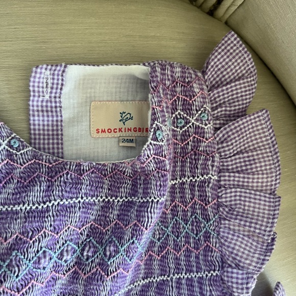 Girls Purple Gingham Bubble- Smockingbird 24 months - Picture 2 of 3